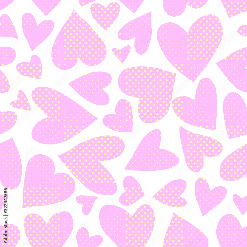 Seamless pattern with pink hearts. Romantic love hand drawn backgrounds texture. For greeting cards, wrapping paper, wedding, birthday, fabric, textile, Valentines Day, mothers Day, easter Seamless pattern with pink hearts. Romantic love hand drawn backgrounds texture. For greeting cards, wrapping paper, wedding, birthday, fabric, textile, Valentines Day, mothers Day, easter