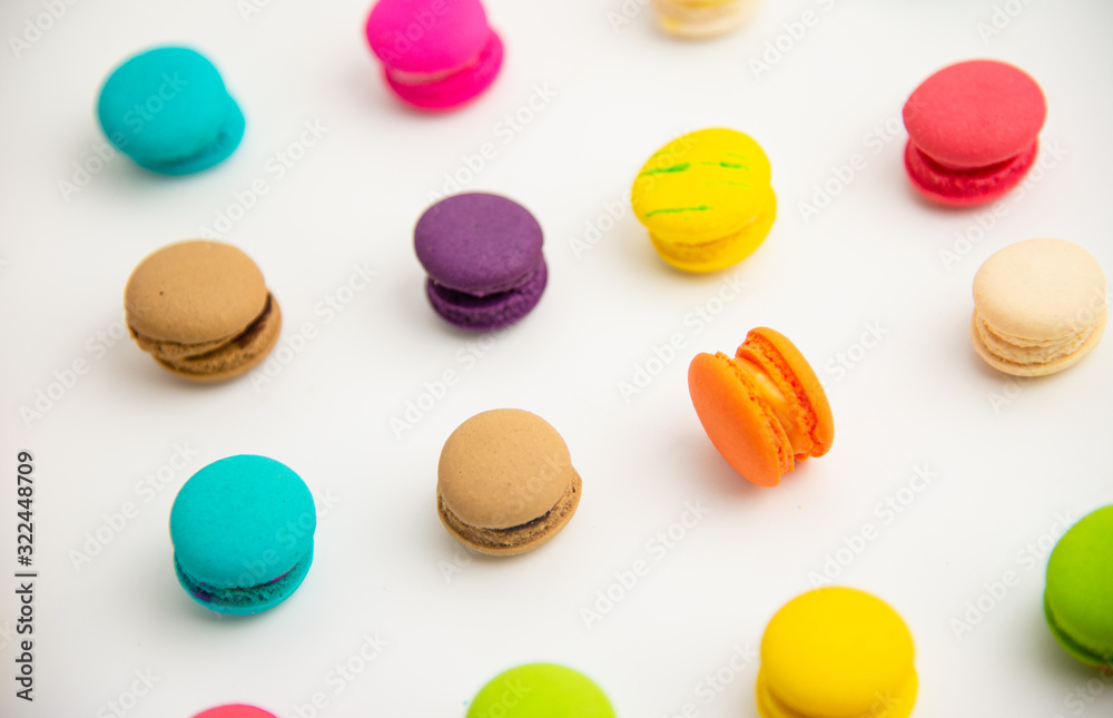 Fototapeta premium A french sweet delicacy, macaroons variety closeup.macaroon colourful texture.
