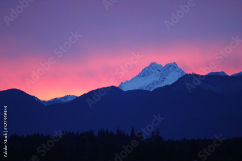 Olympic Mountains Snow Capped Peaks