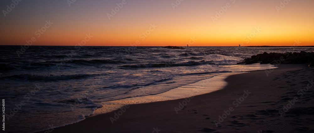 Gulf Beach Waves Sea Sunset