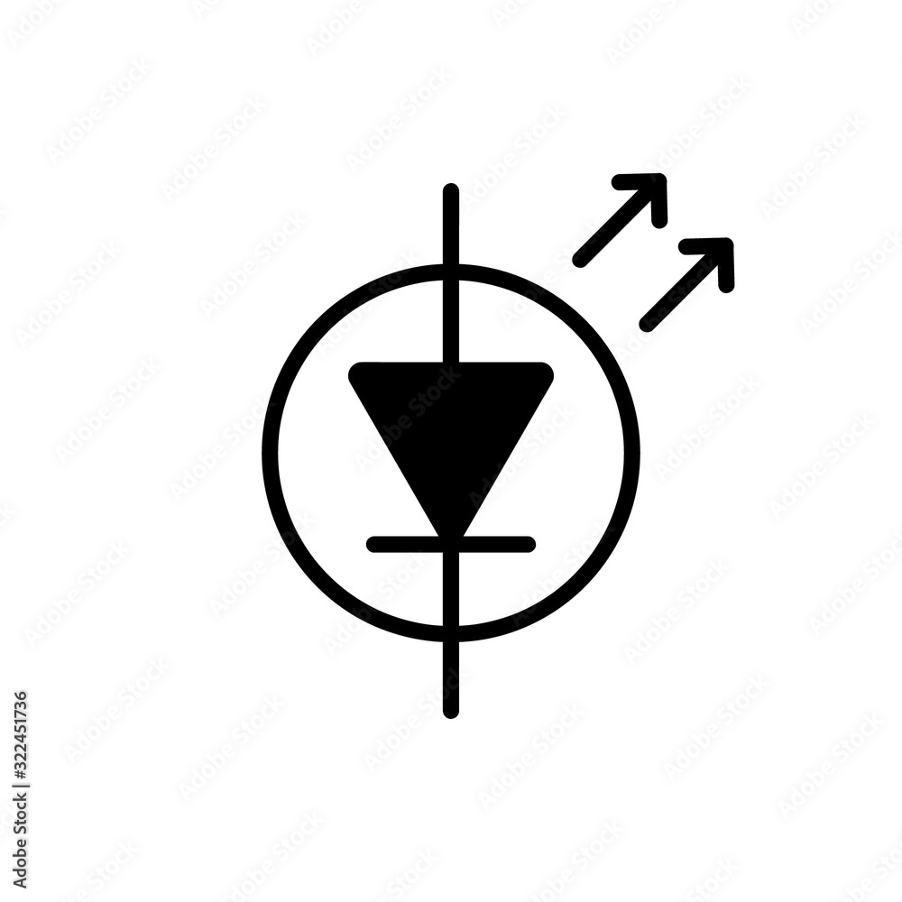 LED Light Emitting Diode Component Symbol For Circuit Design Solid Black Version LED Light Emitting Diode Component Symbol For Circuit Design Solid Black Version