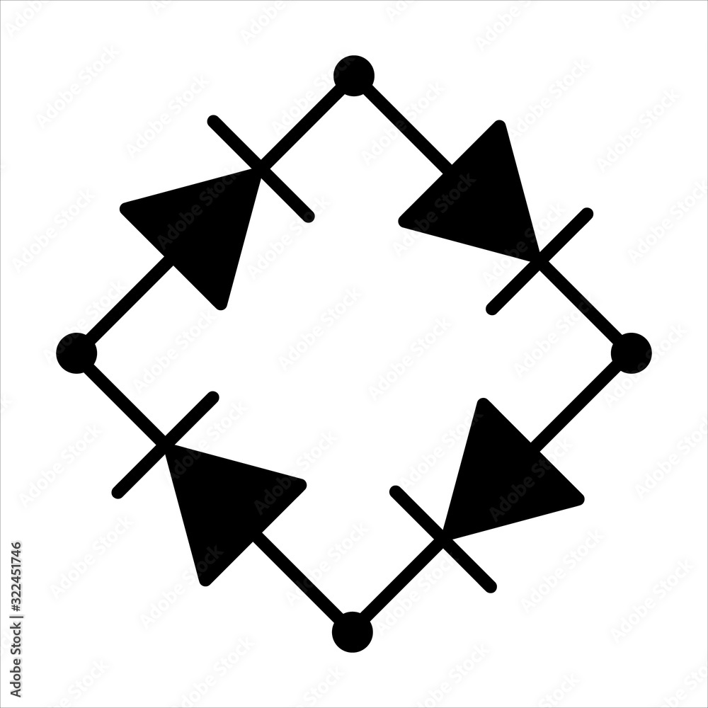 Full Bridge Rectifier Component Symbol For Circuit Design Solid Black