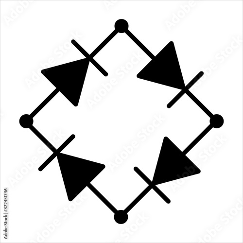 Full Bridge Rectifier Component Symbol For Circuit Design Solid Black Version