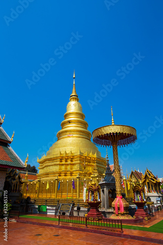 Wat Phra That Hariphunchai is a Buddhist temple in Lamphun, Thailand. © Champ