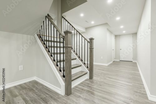 Wooden staircase interior in the modern house