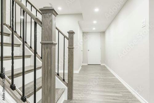 Wooden staircase interior in the modern house