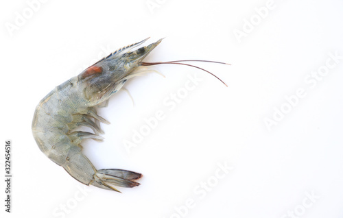raw shrimp on white background for food editing 