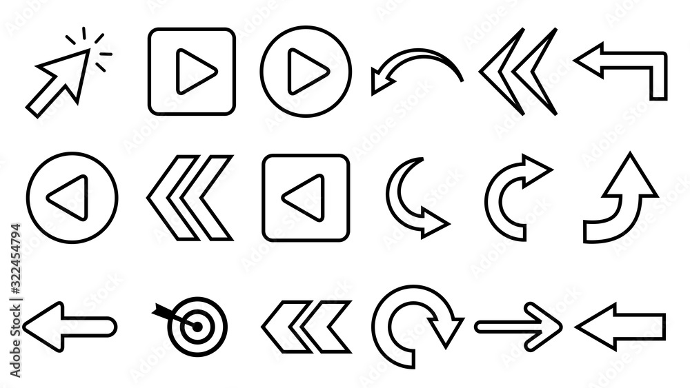 Arrow icon. Arrow vector collection. Arrow Cursor. Modern simple arrows. Vector illustration