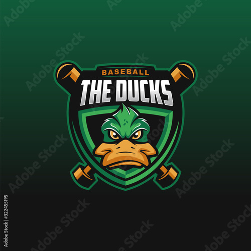 The Ducks logo design inspiration for baseball club. Duck mascot logo design