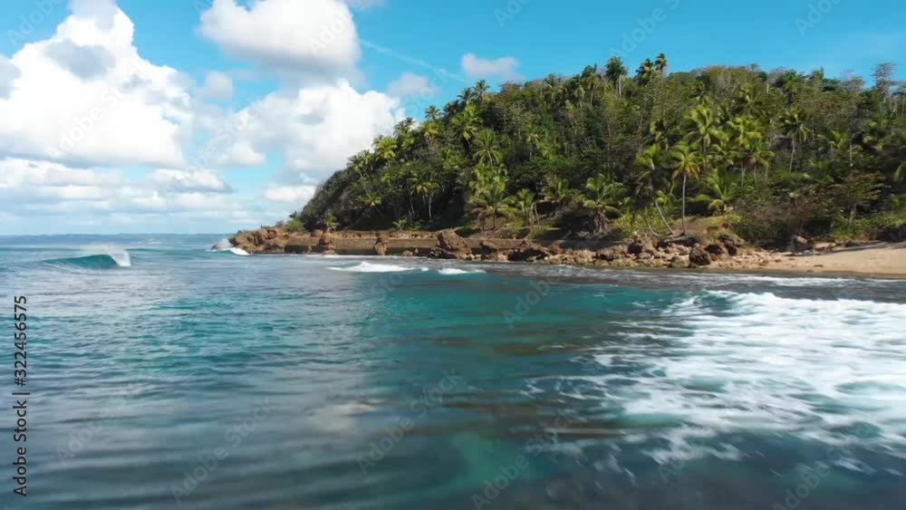 Aerial Pan of Secluded Puerto Rican Beach Aerial Pan of Secluded Puerto Rican Beach