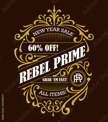 Victorian Decorative Badges Classic Label Hipster Signage Design Element