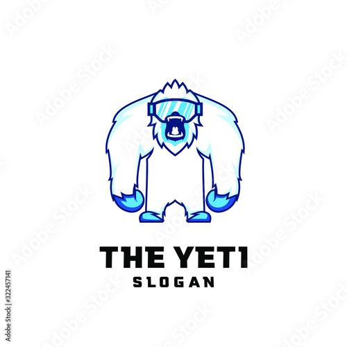 yeti character logo icon design cartoon with snow sunglasses sport glass