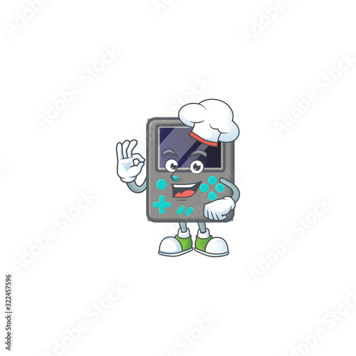 Game console cartoon character in a chef dress and white hat