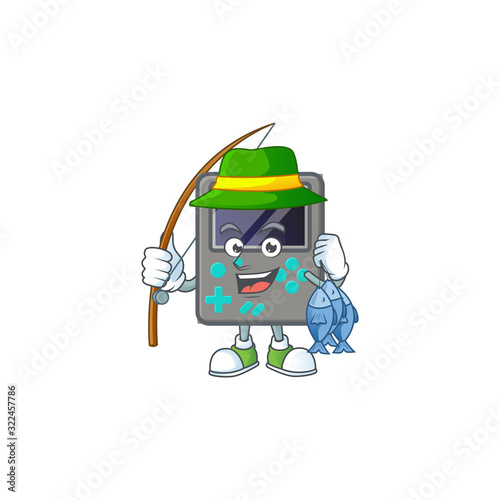 A mascot design of Fishing game console with 3 fishes