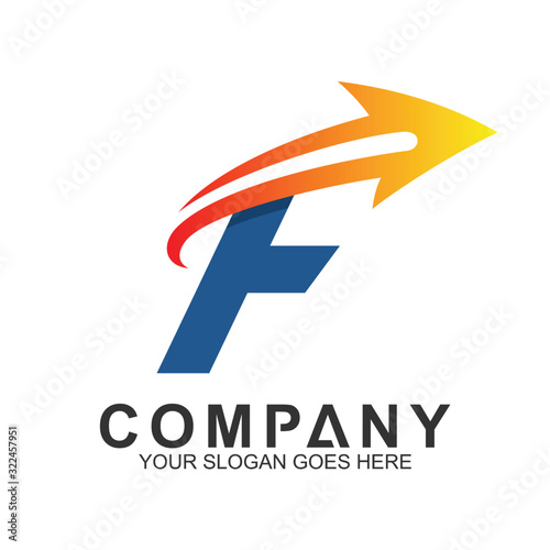 f letter logo concept with arrow shape