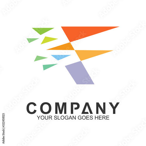 crystal letter f vector logo design