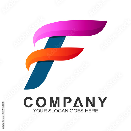 f letter business logo template
