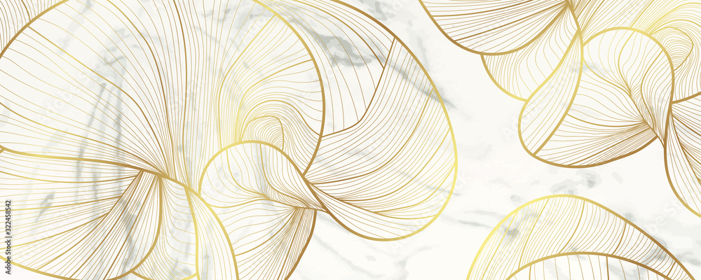 Obraz Luxury golden wallpaper. Marble background vector and line arts decoration for vip and premium packaging design, fabric, print and invitation cover background texture.