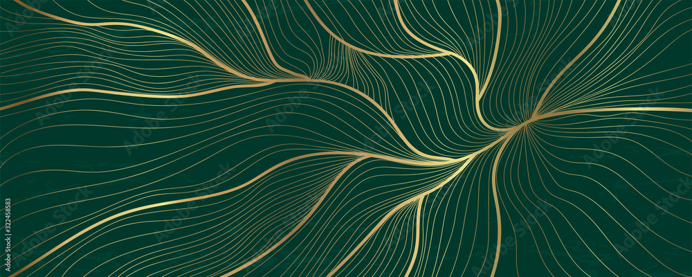 Luxury golden emerald wallpaper. Abstract gold line arts texture with green  emerald background design for cover, invitation background, packaging  design, fabric, and print. Vector illustration. Stock Vector | Adobe Stock
