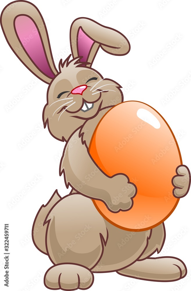 Obraz premium Cartoon Easter rabbit holding egg