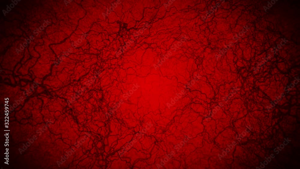 3D loop animation of human blood vessel. Capillaries. Eye blood on red background. Anatomical background. Medical concept.