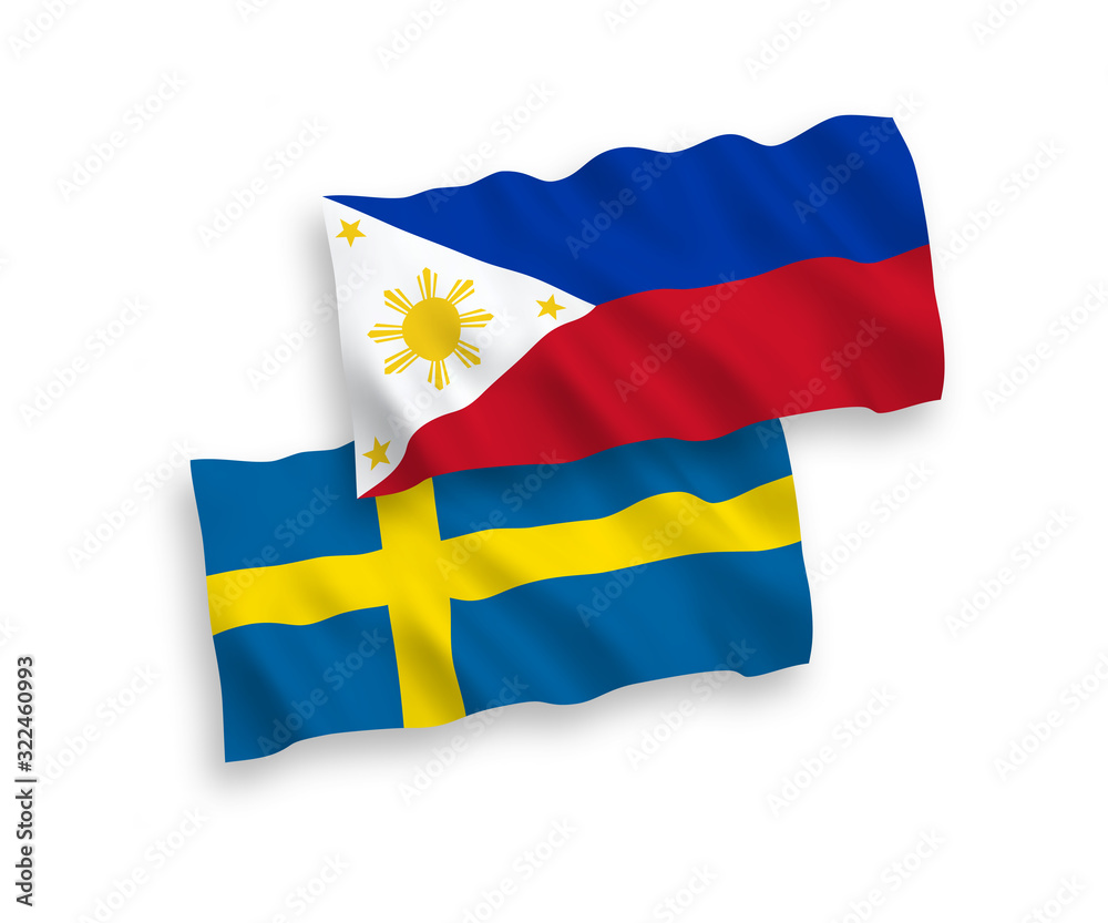 Flags of Sweden and Philippines on a white background Flags of Sweden and Philippines on a white background