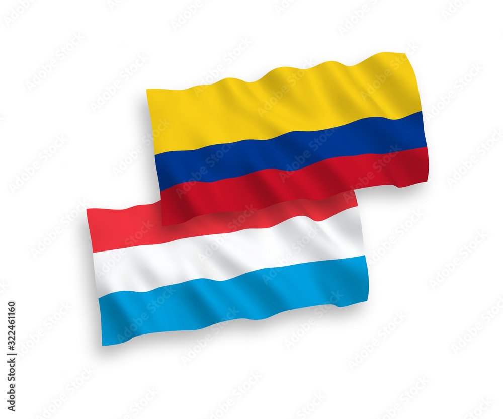 Flags of Colombia and Luxembourg on a white background Flags of Colombia and Luxembourg on a white background