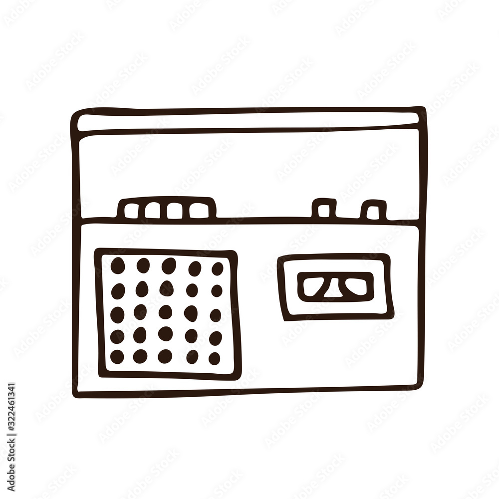 Retro cartoon radio drawing over white background. isolated doodle outline vector illustration Retro cartoon radio drawing over white background. isolated doodle outline vector illustration