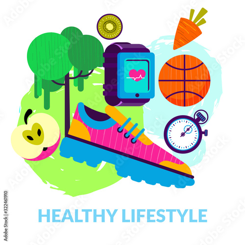 Healthy lifestyle concept. Modern illustration flat style