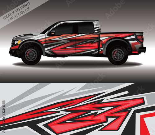 Car wrap decal design vector, custom livery race rally car vehicle sticker and tinting. © 21graphic