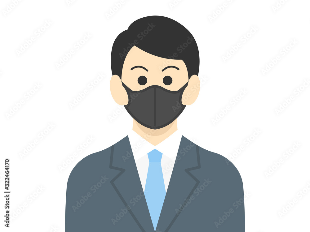 黒マスクをしたビジネスマンのイラスト