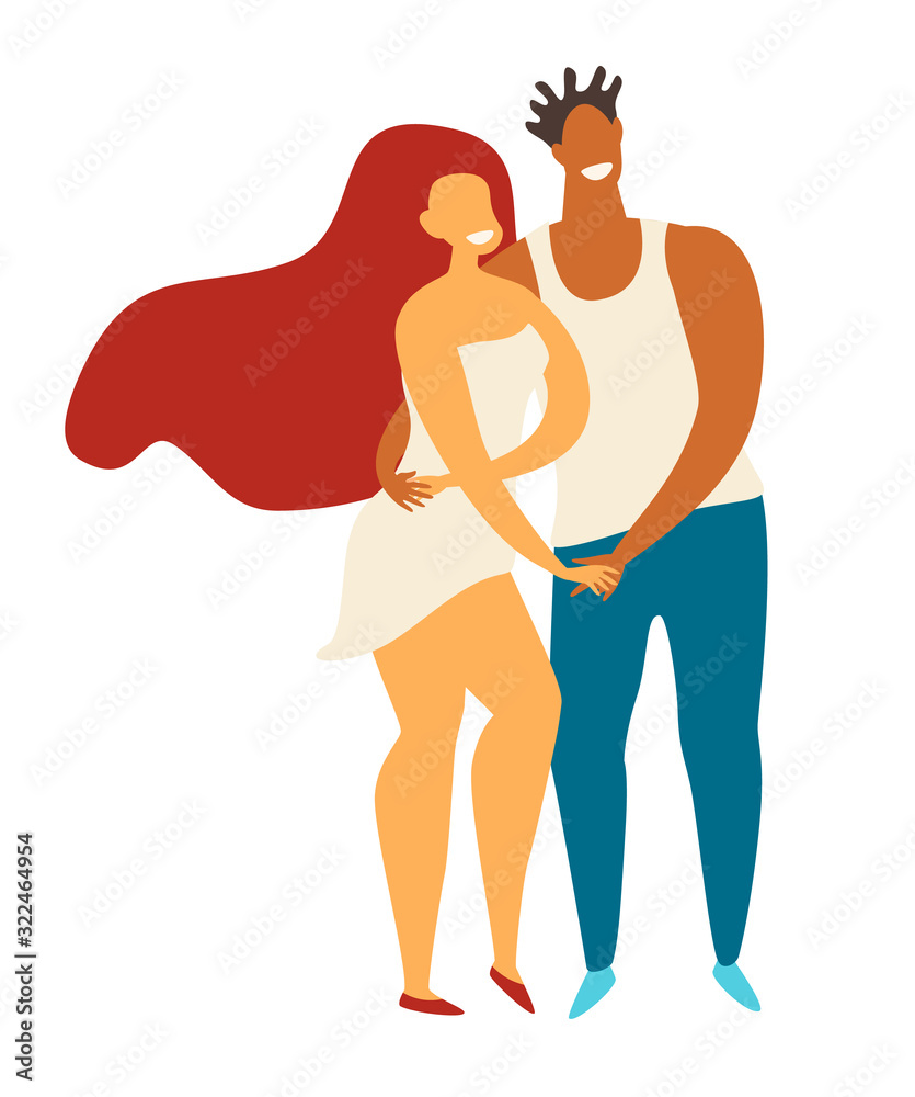 Social pair dancing vector illustration. Happy people dancing bachata