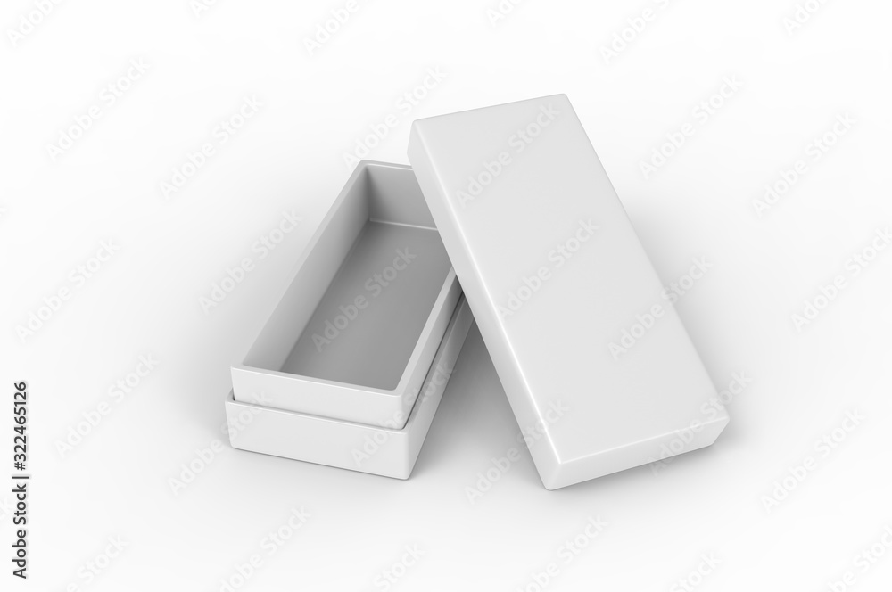White blank luxury rigid neck box with inner foxing for branding presentation and mock up, 3d illustration. White blank luxury rigid neck box with inner foxing for branding presentation and mock up, 3d illustration.