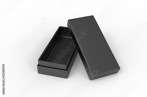 White blank luxury rigid neck box with inner foxing for branding presentation and mock up, 3d illustration.