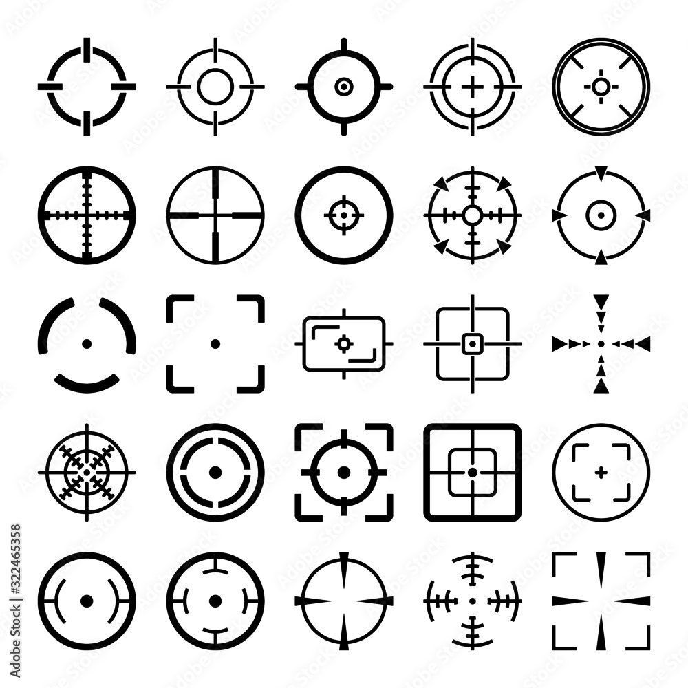 Crosshair Icon Set on White Background Crosshair Icon Set on White Background