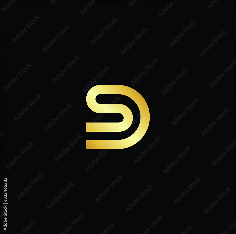Fototapeta premium Outstanding professional elegant trendy awesome artistic black and gold color DS SD initial based Alphabet icon logo.