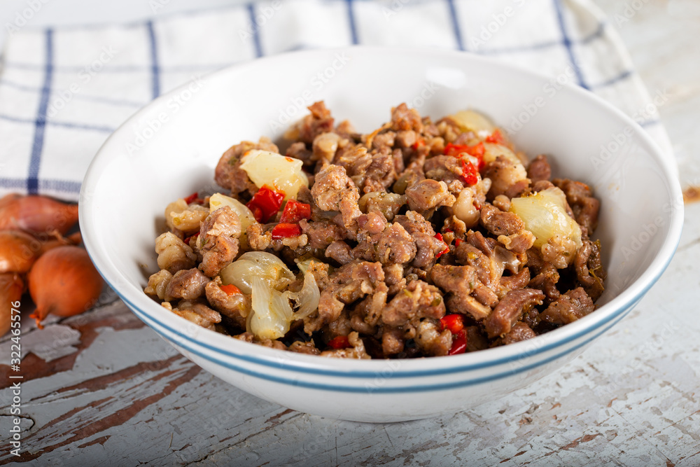 Meat Saute Turkish / Et sote with wooden table / Saute lamb Meat Saute Turkish / Et sote with wooden table / Saute lamb