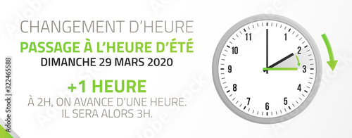 Passage à l'heure d'été - Changement d'heure le 29 Mars 2020
