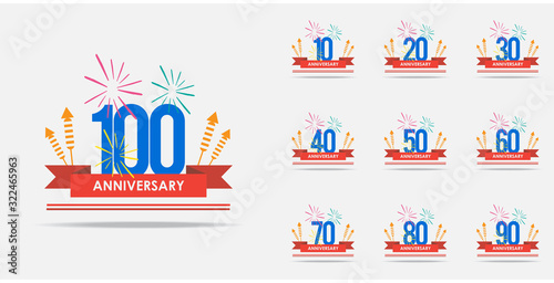 100 Years Anniversary Celebration set Vector Template Design Illustration