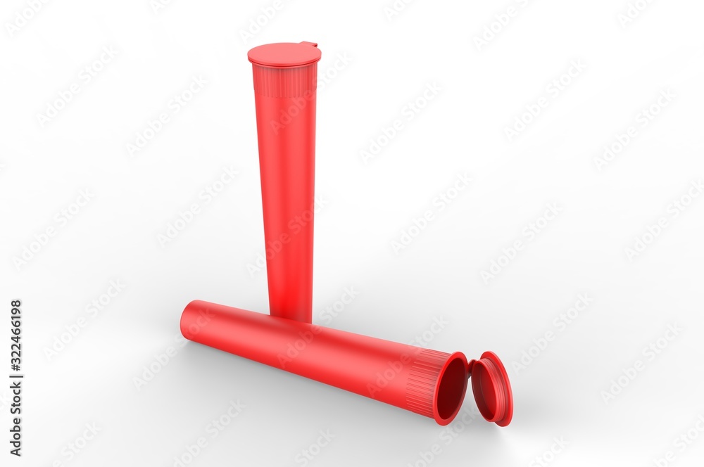 Blank Child Resistant Pre Roll Containers Paper Smoke Cones Tube For Branding. 3d render illustration. Blank Child Resistant Pre Roll Containers Paper Smoke Cones Tube For Branding. 3d render illustration.