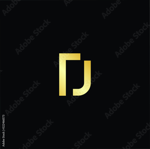 Outstanding professional elegant trendy awesome artistic black and gold color DJ JD initial based Alphabet icon logo.