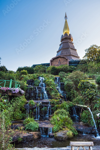 Chiang Mai , Thailand - January, 16, 2020 : King and Queen Chedi on the top of Doi Inthanon in ChiangMai, Thailand photo