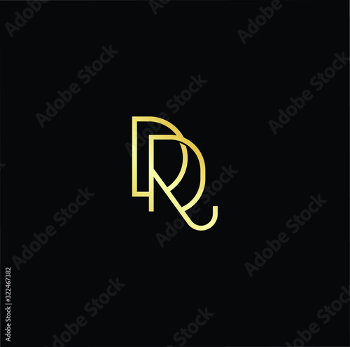 Outstanding professional elegant trendy awesome artistic black and gold color DR RD initial based Alphabet icon logo.
