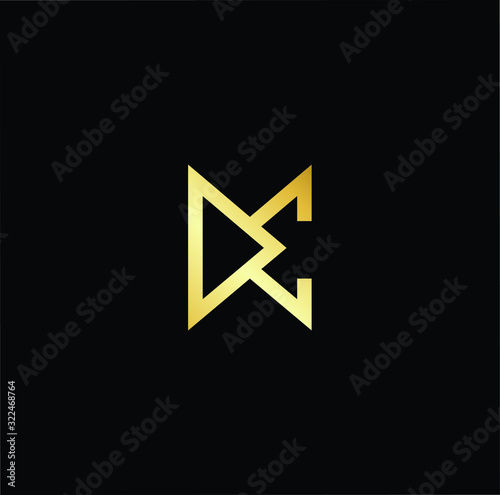 Outstanding professional elegant trendy awesome artistic black and gold color DC CD DE ED initial based Alphabet icon logo.