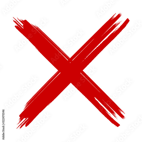 Dirty grunge hand drawn with brush strokes cross x vector illustration isolated on white background. Mark graphic design. Check mark symbol NO button for vote in check box, web, etc.