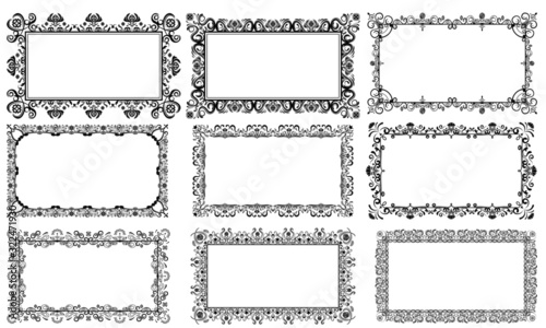 Decorative Rectangular Floral Frames Set