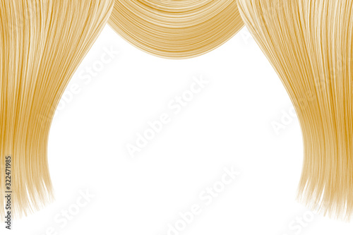 Blond hair over white as background (isolated). Copy space