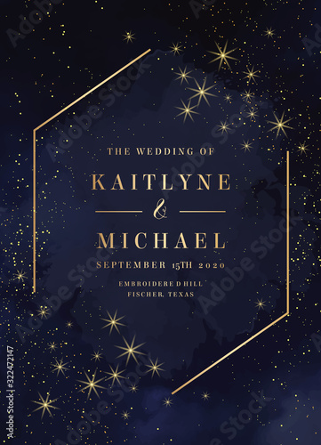 Magic night dark blue card with sparkling glitter