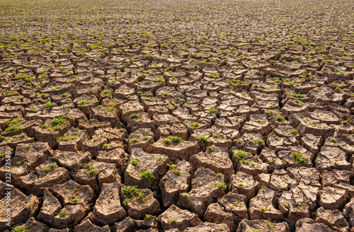 Dry soil results from lack of water.Global warming