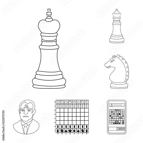Vector design of piece and strategy logo. Set of piece and play stock symbol for web.